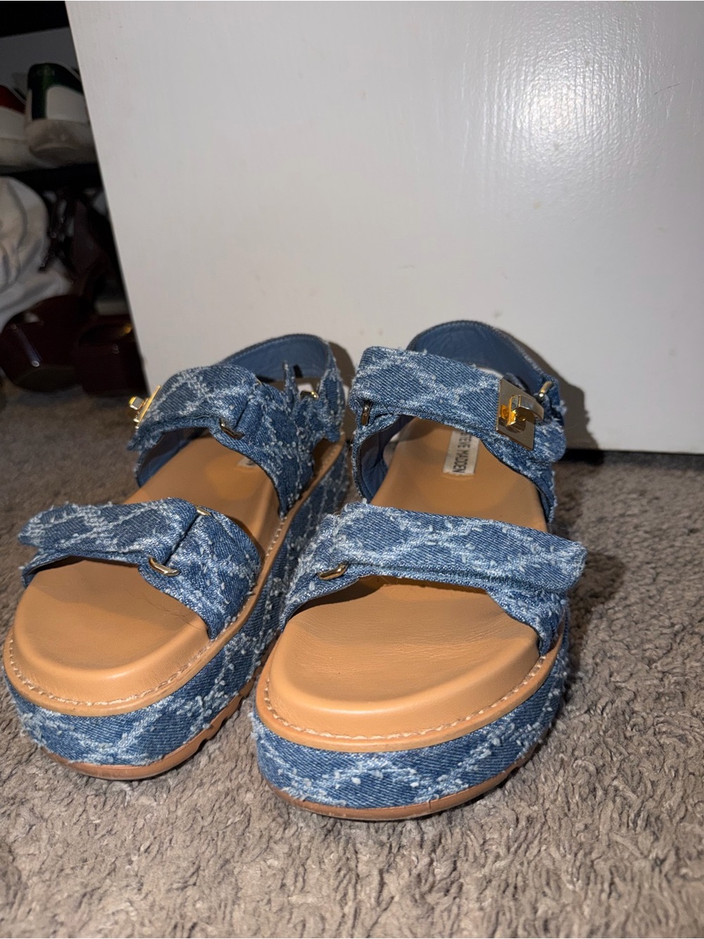 Steve Madden Denim Platform Sandals - Blue